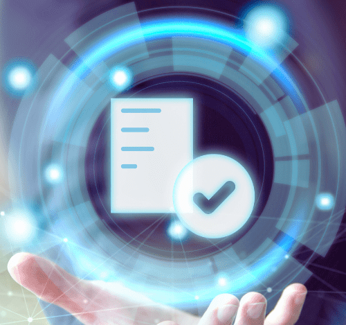 Advogado trabalhando com documentos digitais.